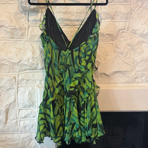 Topshop Green Patterned Ruffle Slip Dress - Picture 3 of 3